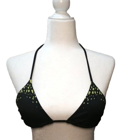 Victoria's Secret Other - Victorias Secret Womens Size Small Black/Green Triangle Bikini Top Gold Accents